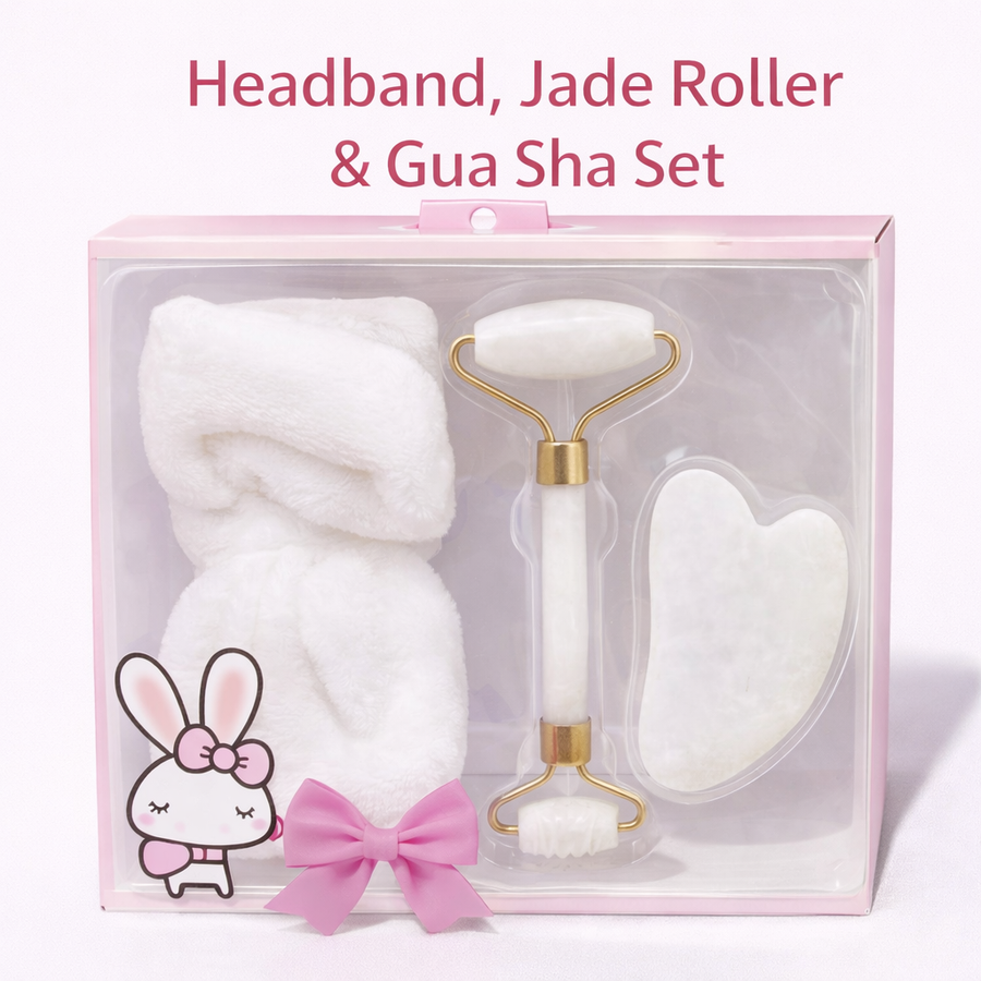 KIT DE RODILLO DE JADE GUA SHA CON VINCHA CX-045