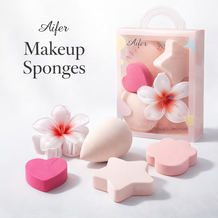 SET DE ESPONJAS DE MAQUILLAJE C/BROCHE 5PCS  CX-087
