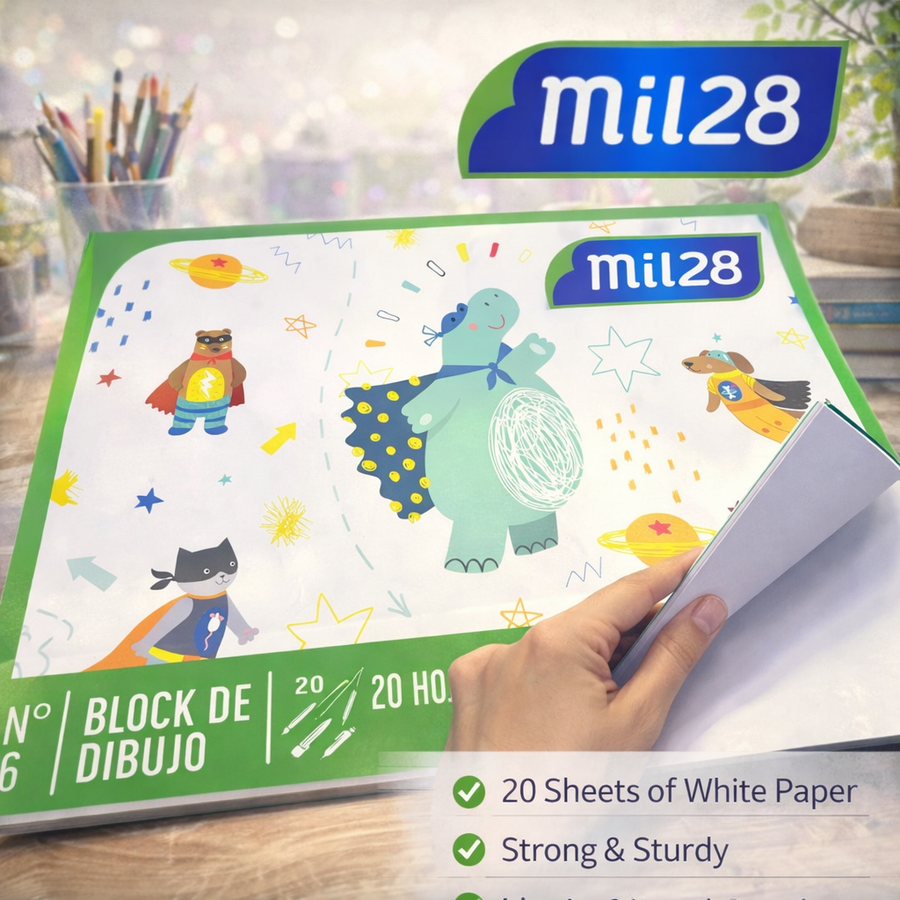 BLOCK DE DIBUJO N6 BLANCO X20HOJAS MIL28