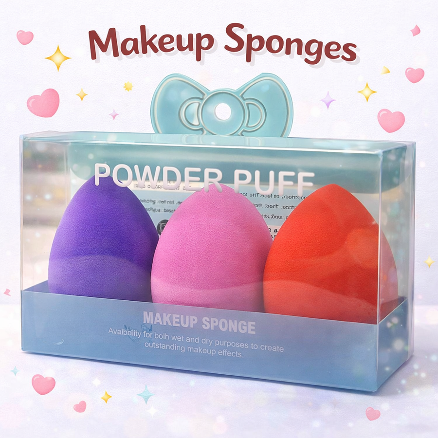 POWDER PUFF ESPONJA DE MAQUILLAJE X3 CX-001