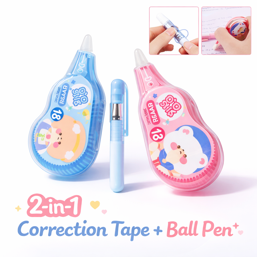 SET DE CINTA CORRECTORA OSITO 2 EN 1 WB-8306