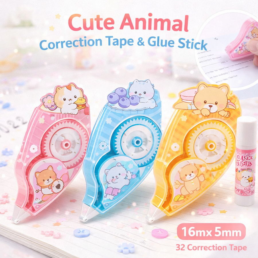 SET DE CINTA CORRECTORA + PLASTICOLA 3P WB-8257