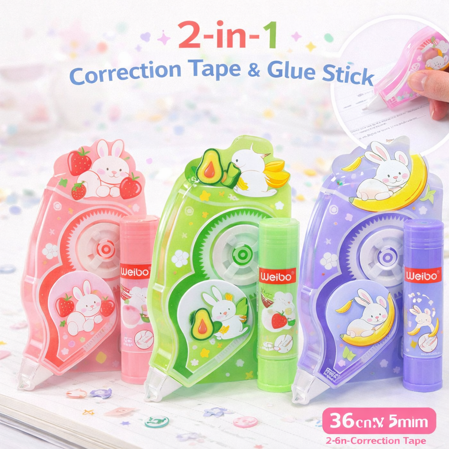 CORRECTOR EN CINTA + PEGAMENTO FRUTAS WB-8320