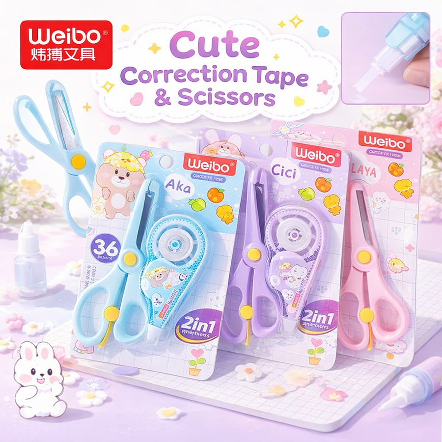 SET 2 EN 1 TIJERA + CINTA CORRECTORA WB-8383