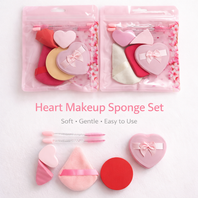 SET DE ESPONJAS CORAZON SURTIDO 7PCS CX-090