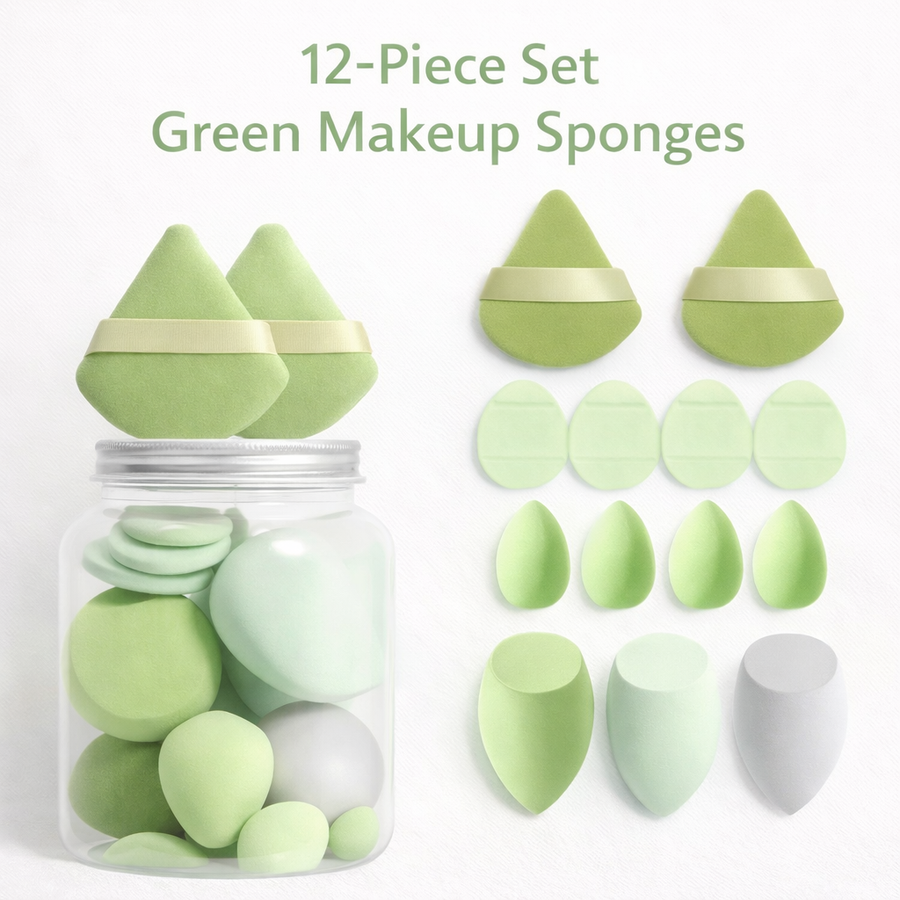 SET D ESPONJAS DE MAQUILLAJE C/FRASCO 10P CX-002