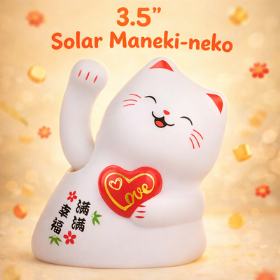 GATO DE LA SUERTE SOLAR CORAZON 3.5" MLY23059