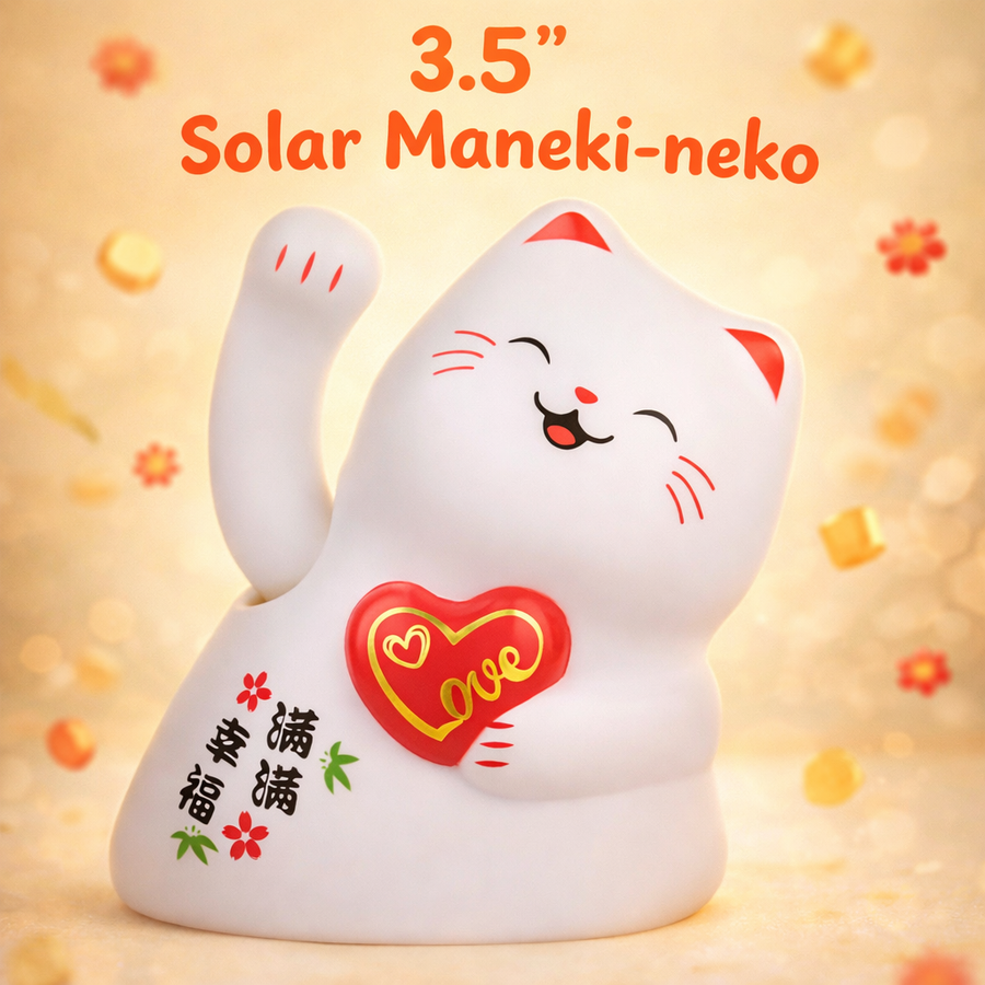 GATO DE LA SUERTE SOLAR CORAZON 3.5" MLY23059