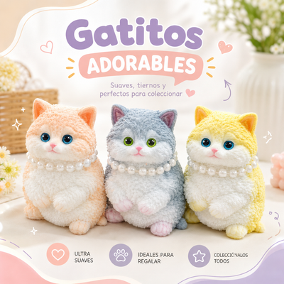 SQUEEZE GATO C/COLLAR DE PERLAS SQH-002