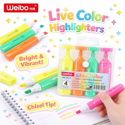 RESALTADORES COLORES FLUO PASTEL X4 WB-942-4