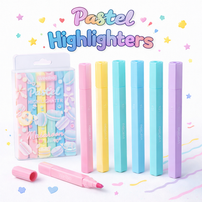 RESALTADOR PASTEL COLORES MACARON 6PCS WB-993