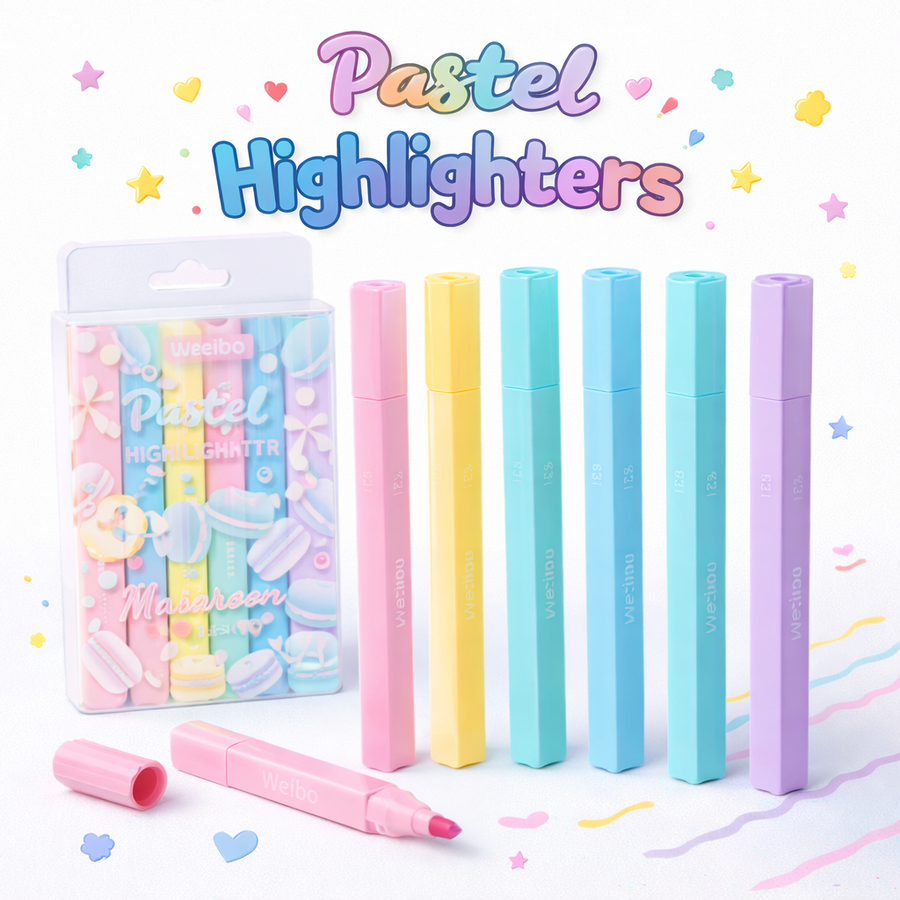 RESALTADOR PASTEL COLORES MACARON 6PCS WB-993