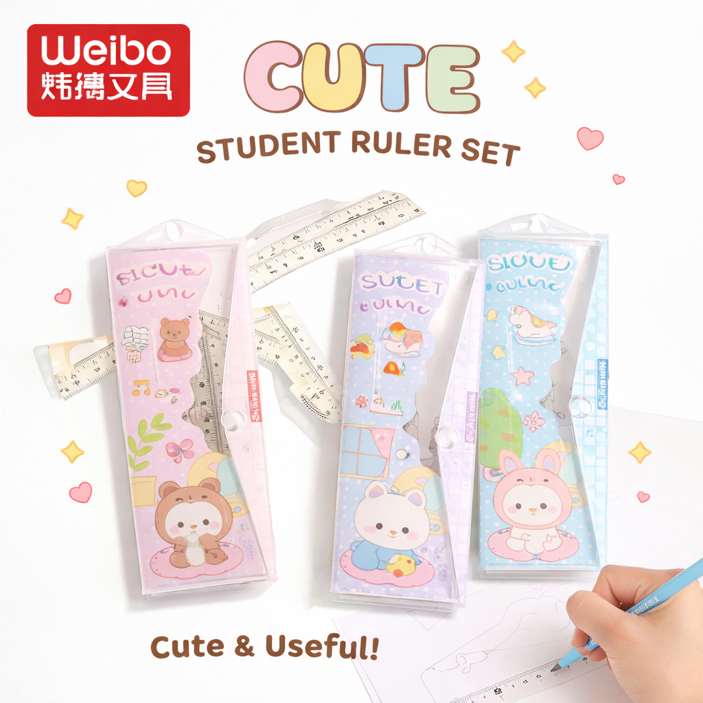 SET DE REGLAS GEOMETRICAS CARTOON 4PCS WB-517