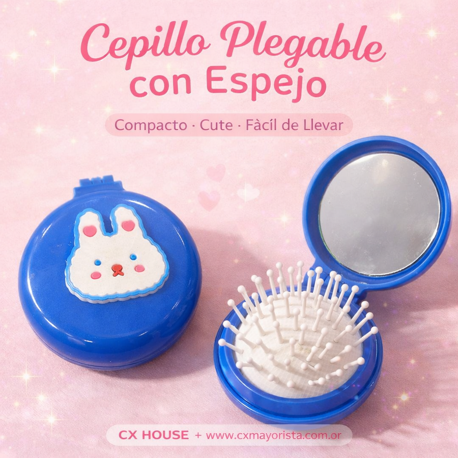 CEPILLO CON ESPEJO REDONDO HT-1395