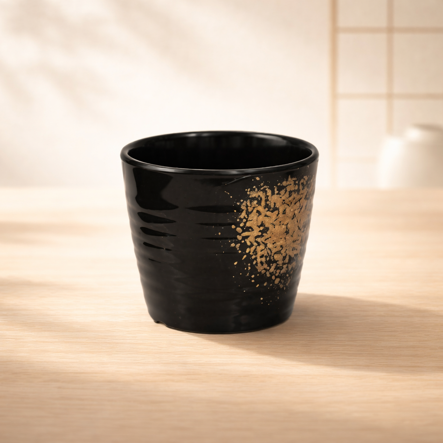 100% MELAMINA VASO JAPONES NEGRO TEXTURADO 7,6CM 40151
