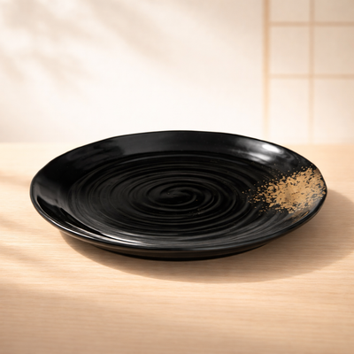 100% MELAMINA PLATO JAPONES NEGRO PREMIUM 17.8 CM 27225