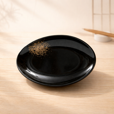 100% MELAMINA PLATO JAPONES NEGRO OVALADO PREMIUM 25.4CM 2862