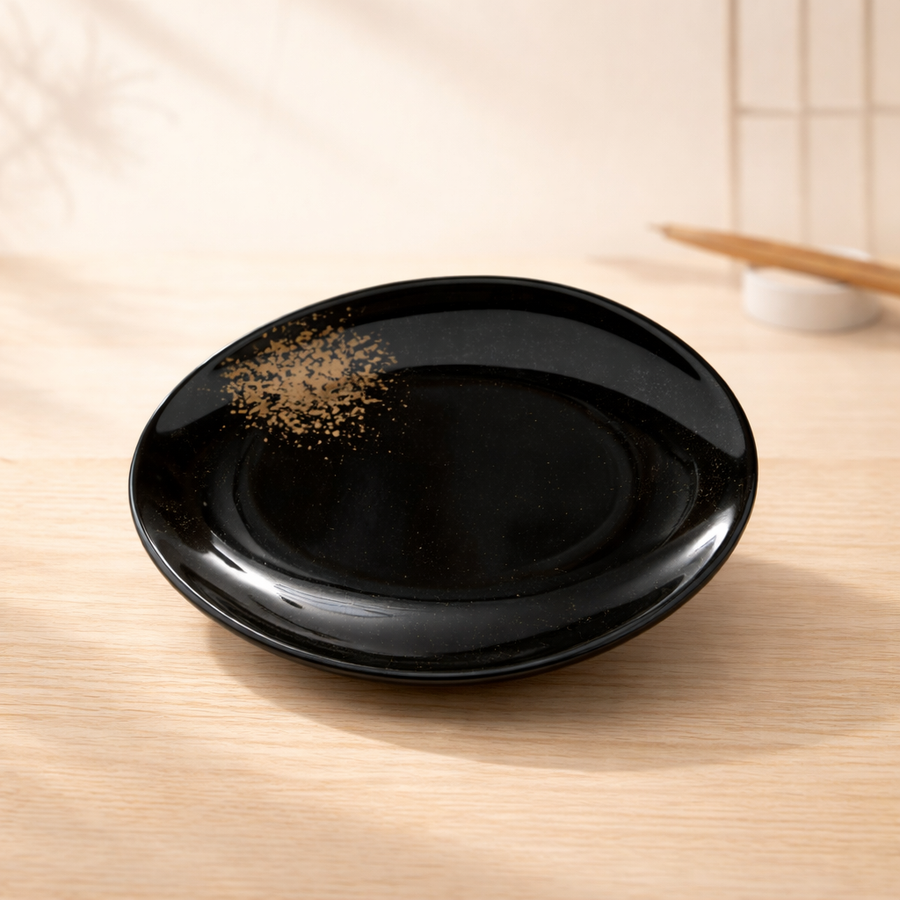 100% MELAMINA PLATO JAPONES NEGRO OVALADO PREMIUM 25.4CM 2862