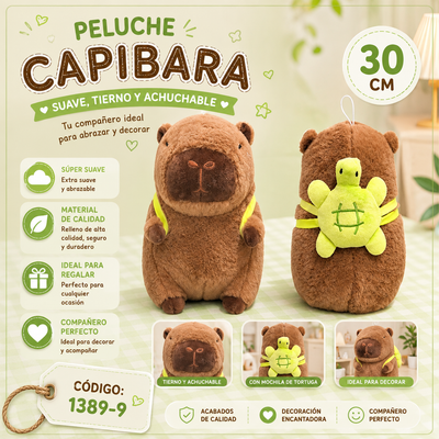 PELUCHE CAPYBARA C/TORTUGA 30CM 1389-9