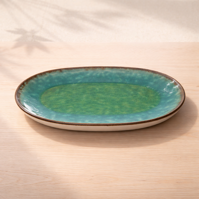 100% MELAMINA PLATO OVALADO ESMALTADO VERDE 35X20CM 28296