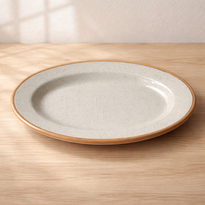 100% MELAMINA PLATO OVALADO C/BORDE DORADO 35.5X27CM 4236