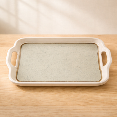100% MELAMINA BANDEJA CERAMICA CREMA CON ASAS 38CM 4244
