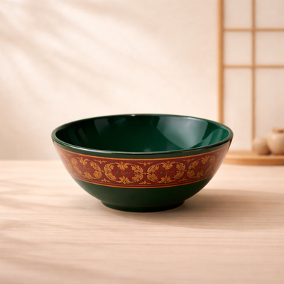 100% MELAMINA BOWL VERDE CON DETALLE FLORAL 15.5CM 38071