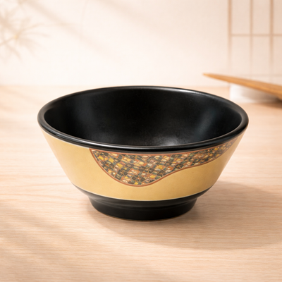100% MELAMINA BOWL DECORATIVO NGR Y DORADO 11.4X11.4CM 30465