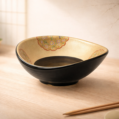 100% MELAMINA BOWL DE LA SUERTE LINGOTE NGR DORADO 13CM 20274