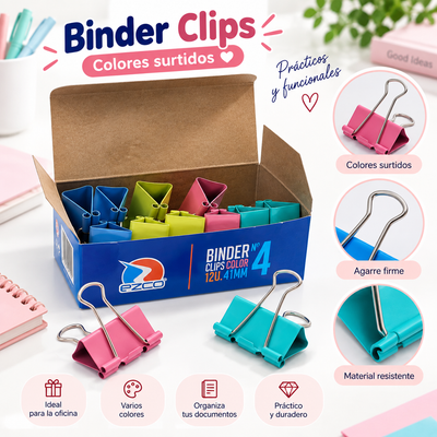 OFERTA BINDER CLIP COLOR X12 N4 41MM EZCO