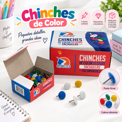 CHINCHES DE COLOR 10CJ 50UN