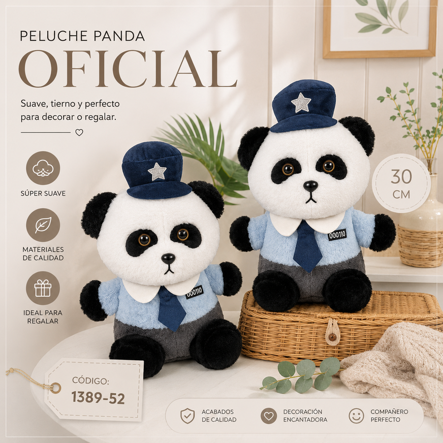 PELUCHE DE PANDA POLICIA 30CM 1389-52
