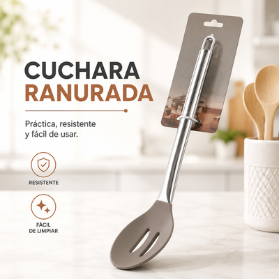 CUCHARA RANURADA GRIS SKIT TITCHEN TOOLS GK046