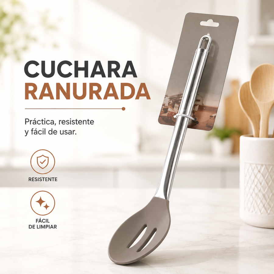 CUCHARA RANURADA GRIS SKIT TITCHEN TOOLS GK046