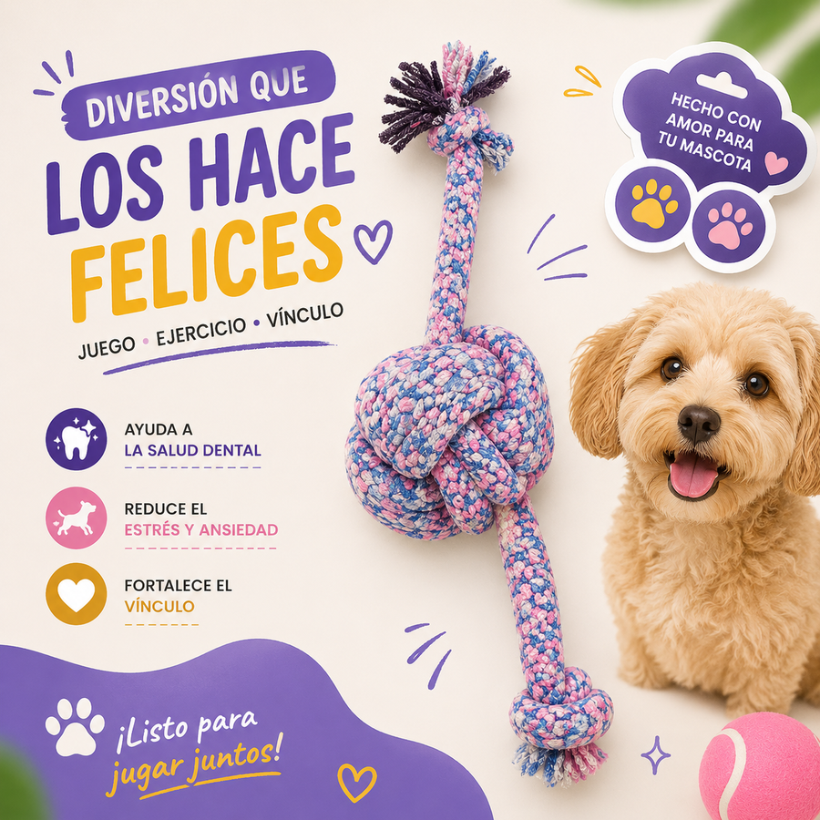 JUGUETE PARA MASCOTA SOGA PELOTA AF-13165