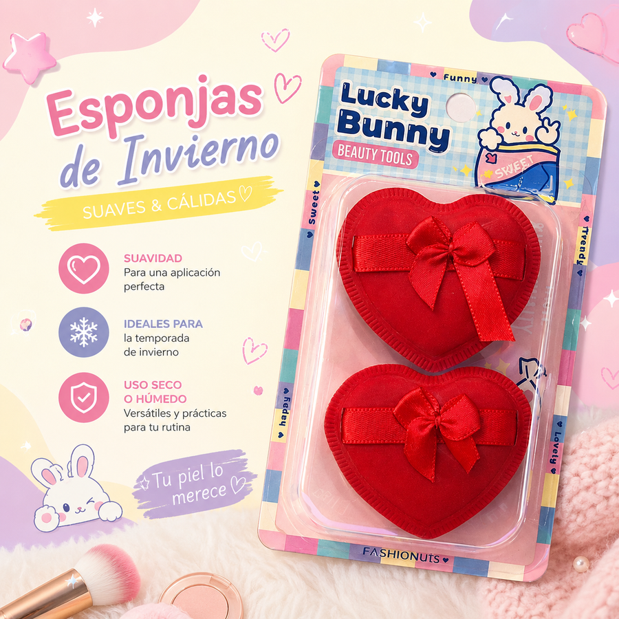 2 ESPONJA CORAZON LUCKY BUNNY CX-033