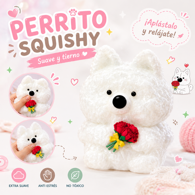 SQUEEZE PERRO BICHON CON ROSA SQH-003
