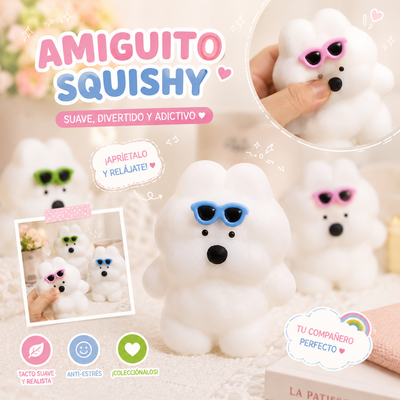 SQUEEZE PERRO BICHON BLANCO C/GAFA SQH-003