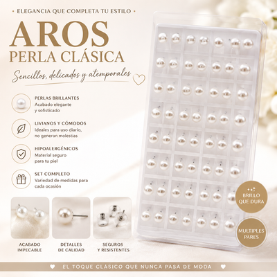 36 PARES DE ARITOS PERLA AF-12127