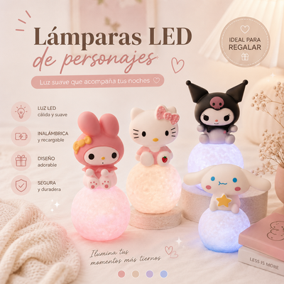 LAMPARA NOCTURNA LED SANRIO CON BOLA DE CRISTAL