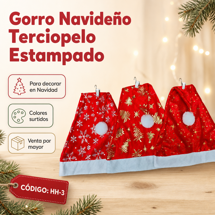 GORRO NAVIDAD ESTRELLAS GRANDES HH-3
