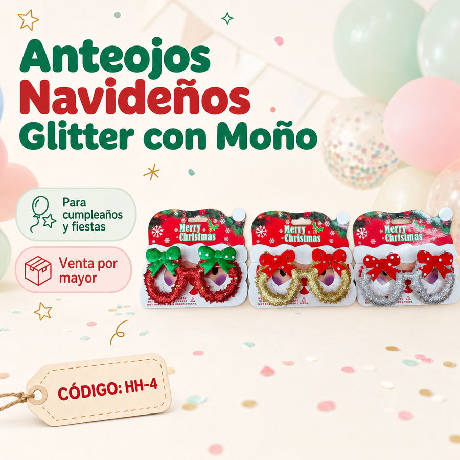ANTEOJOS NAVIDEÑOS CON MOÑO HH-4