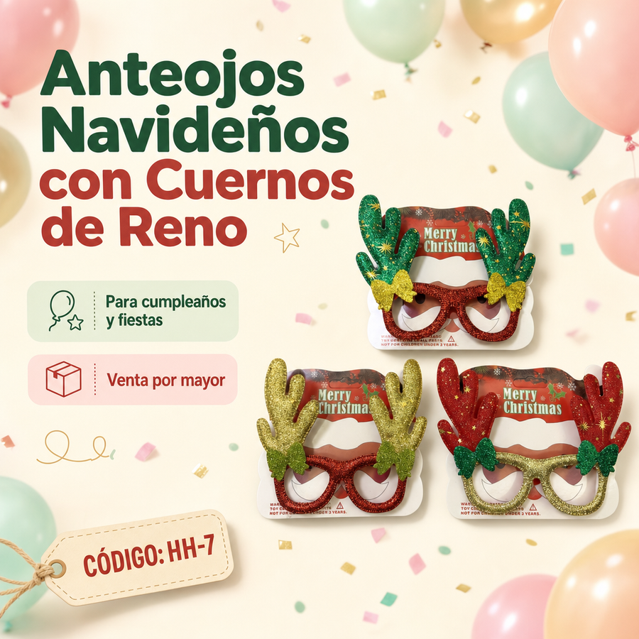 ANTEOJOS NAVIDEÑOS CUERNOS HH-7