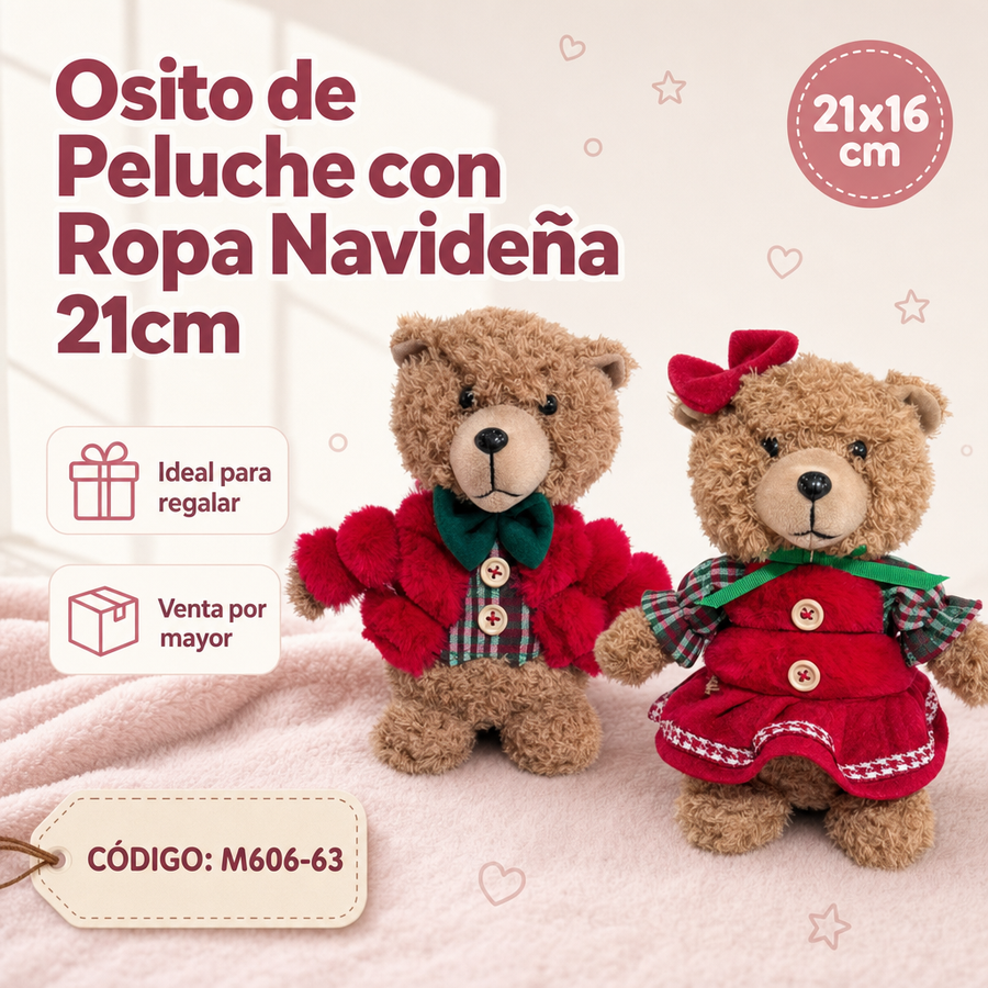 MUÑECO OSO PARADO NAVIDEÑO CHICO M606-63