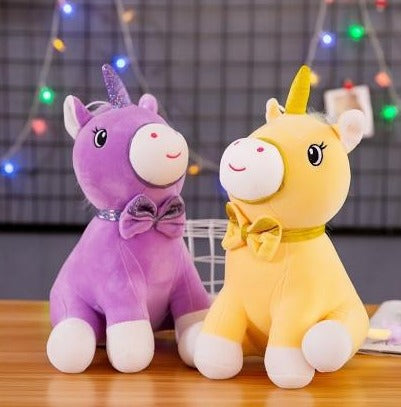 PELUCHE UNICORNIO VOLETA/AMARILLO 30CM 1389-24