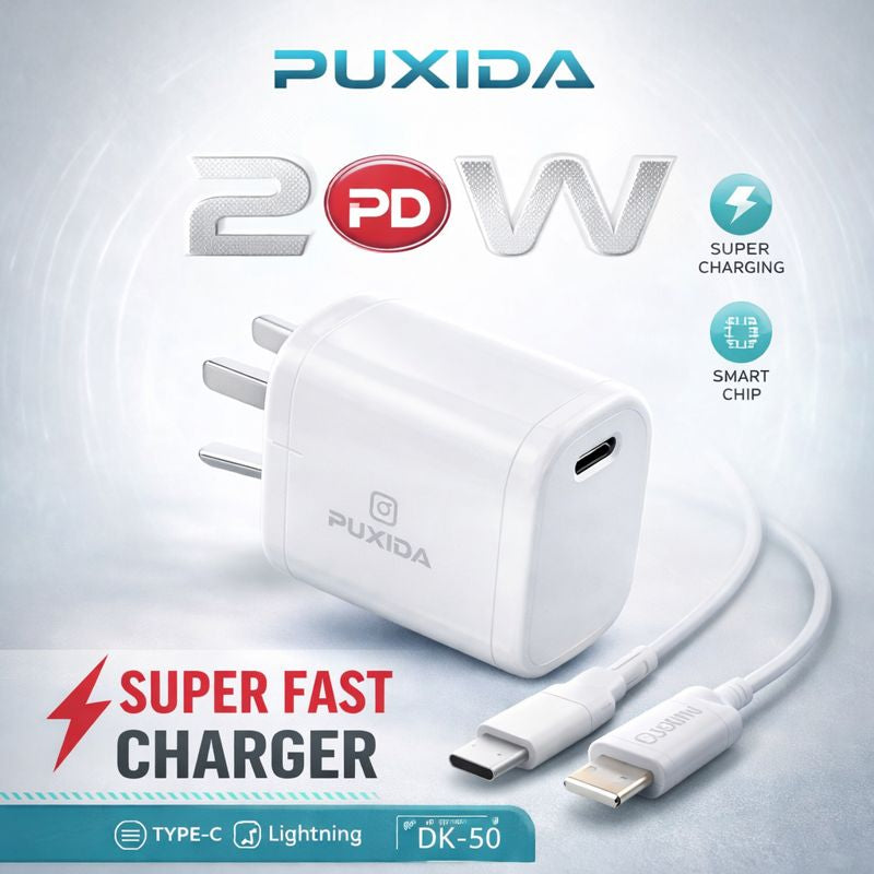 SUPER FAST CHARGER 20W TYPE C TO LIGHT DK-50IP