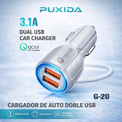 CARGADOR DE AUTO DOBLE USB 3.1A PUXIDA G-20