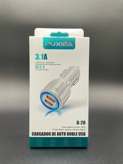 CARGADOR DE AUTO DOBLE USB 3.1A PUXIDA G-20