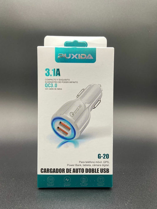 CARGADOR DE AUTO DOBLE USB 3.1A PUXIDA G-20