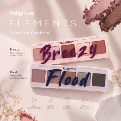 PALETA DE SOMBRAS ELEMENTS BREEZY FLOOD RUBYROSE HB-F535/HB-F536